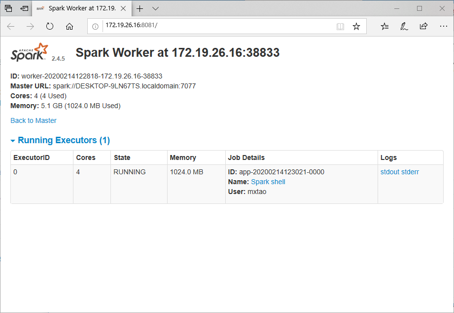 Spark Worker Web UI